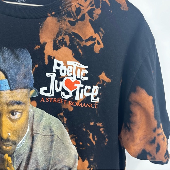 Tupac Poetic Justice Custom Bleach Splatter Short Sleeve Shirt Size XL - Picture 3 of 7